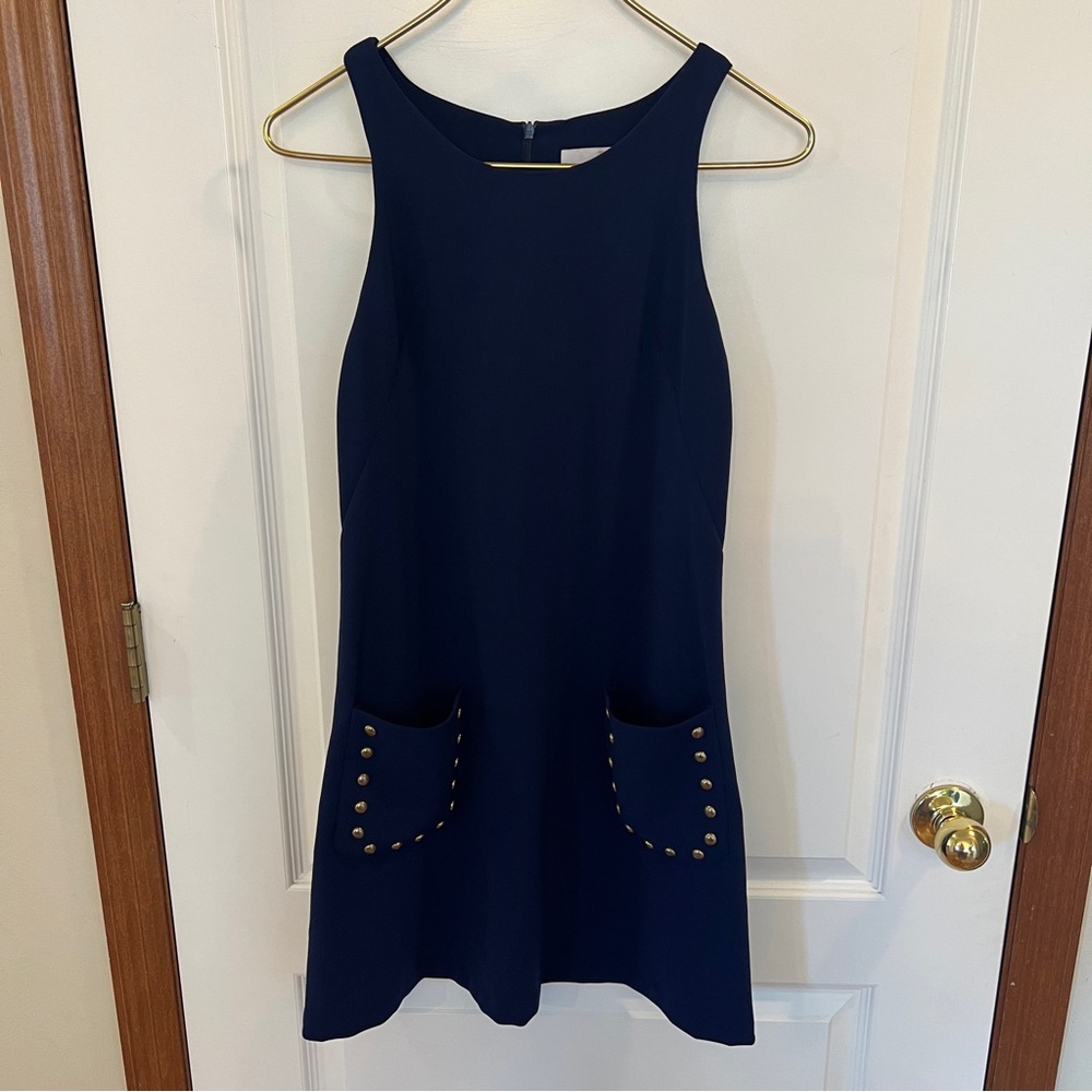 Amanda Uprichard Like NEW Small Navy Mini Tank Dress with Gold Studs